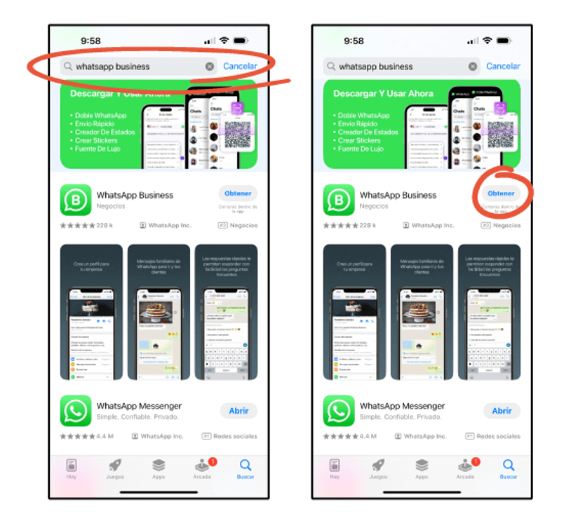 Descargar whatsapp business en la app store