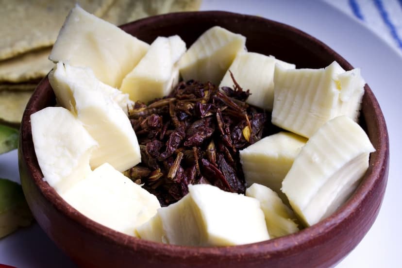 Chapulines con quesadilla de tinga