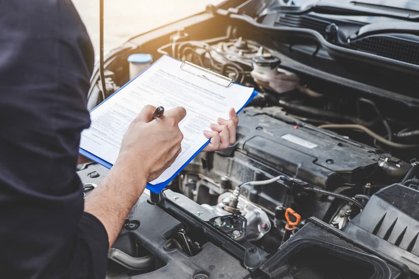 Revisando el motor de un auto usado